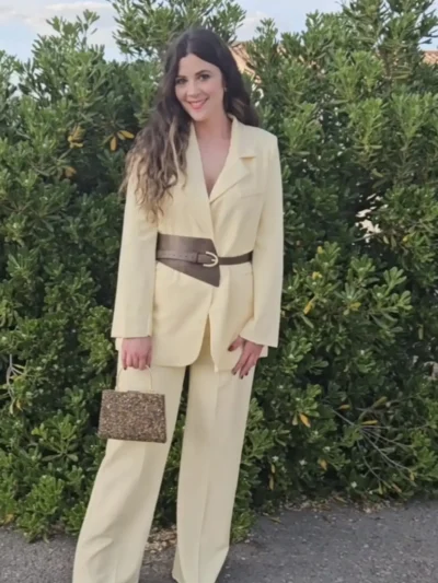 traje chaqueta beige l
