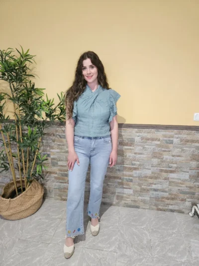 camisa lino azul